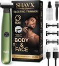 Electric Body Hair Trimmer &amp Beard Shaver for Men – Pubic &amp Groin Hair Ball Groomer – Skin-Safe for Sensitive Areas Chest &amp Legs – Dual Blade Wet/Dry IPX6 Waterproof Rechargeable with 3