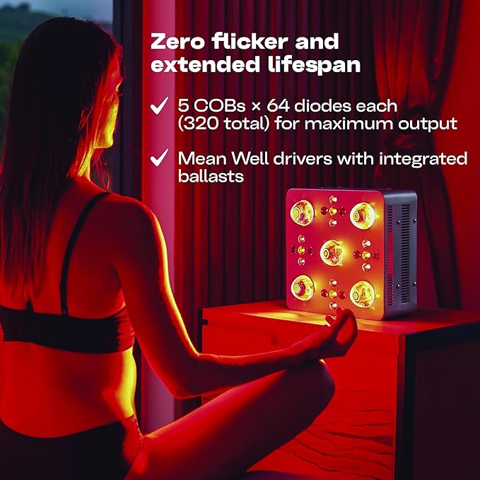 EMR-TEK Firestorm Pro | Red Light Therapy for Face &amp Body | High-Intensity Red &amp Near-Infrared Light Therapy Panel | Zero Flicker Near-Zero EMF &amp Utra-Clean Light Output | Expandable Mod