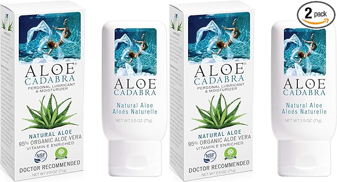 Aloe Cadabra Natural Water Based Vaginal Moisturizer Organic Aloe Non-Staining pH Balanced (Unscented 2.5 Ounces) (Pack of 2)