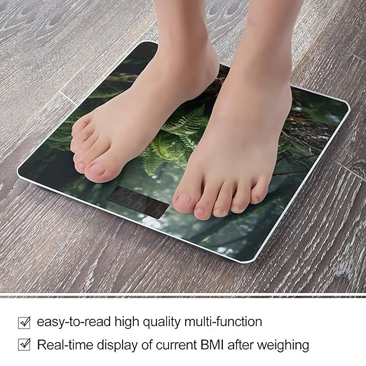 Densely Growing Green Plants Weight Scale Cute Bathroom Scale for Body Highly Accurate Digital Weighing Machine for People Compact LCD Display Scales with Sturdy Toughened Glass Scales