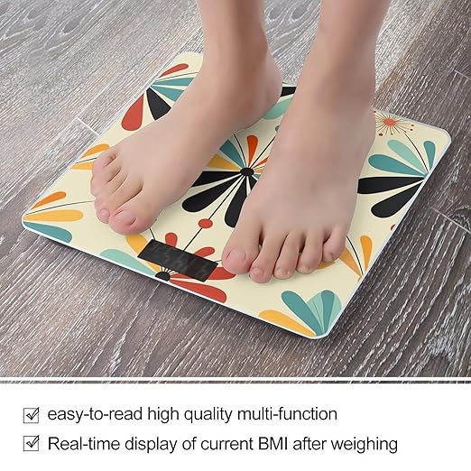 Retro Modern Weight Scale Large Bathroom Scales Digital Weight with Bright LED Display Non Slip Automatic Weighing Scale Fashion Weighing Machine for Body
