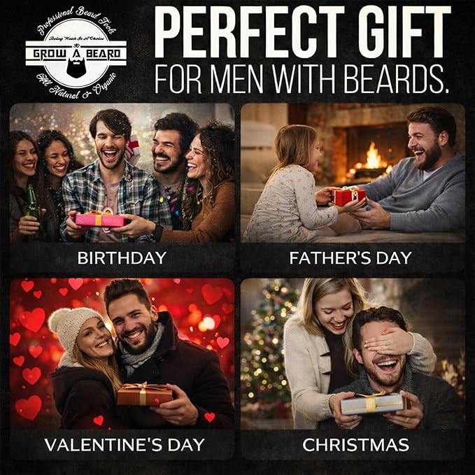 Beard Straightener Grooming Kit for Men Beard Growth Kit Wash Brush &amp Comb Unscented Growth Oil All Natural Sandalwood Balm Conditioner Razor &amp Scissors Great Gift Idea for Men's (Bamb