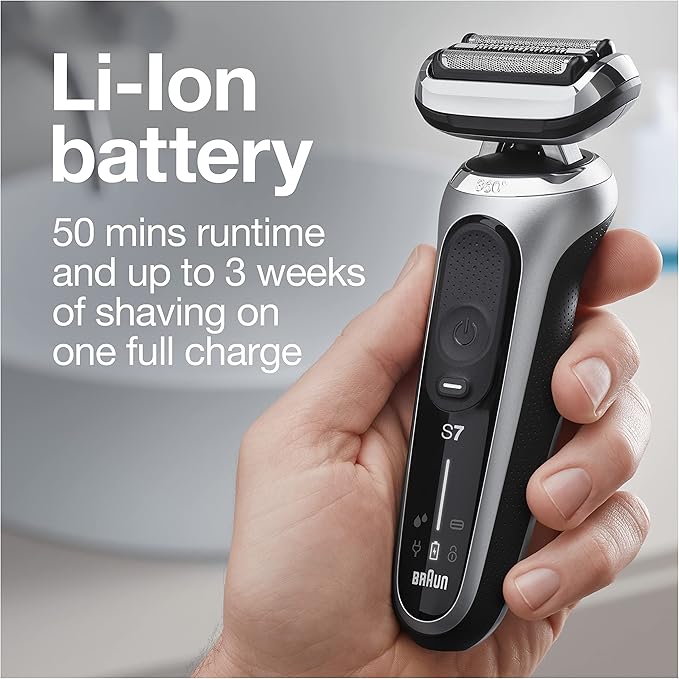Braun Series 7 7071cc Flex Electric Razor for Men with SmartCare Center Precision Trimmer Wet &amp Dry Rechargeable Cordless Foil Shaver Silver