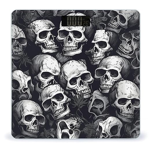 Skulls Pattern Bathroom Scale for Body Weight LCD Display Digital Bathroom Scale Tempered Glass Bathroom Weight Scales Fashion Smart Scales for Home Bedroom 400 Lb