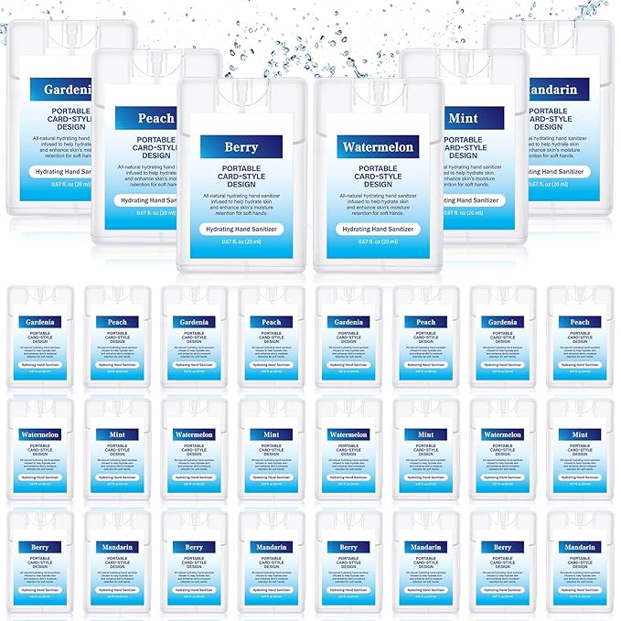 24 Pack Hand Sanitizer Spray Bulk Scented Mist Hydrating Sanitizers Travel Size Refillable Moisturizing Formula Everyday Hand Cleaning Pocket Spray for Employee Appreciation Week Gift Women Men Office