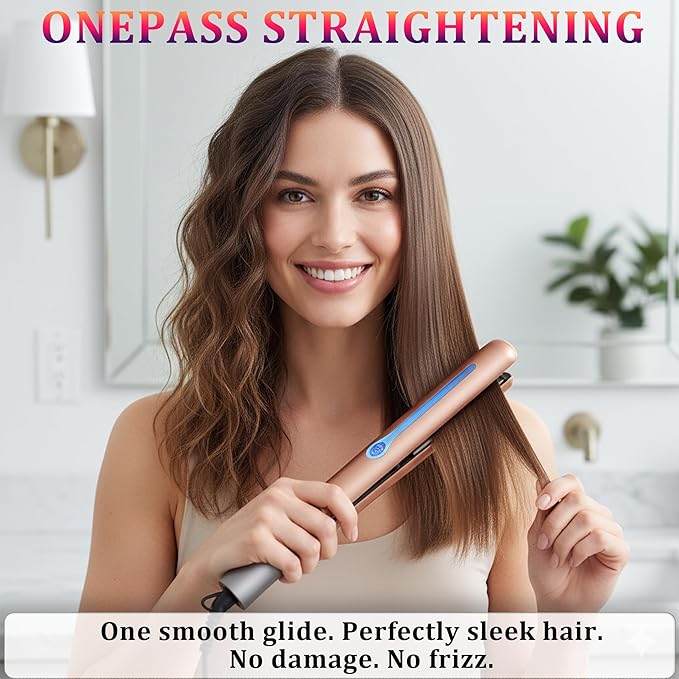NITION Ceramic Tourmaline Hair Straighteners LCD Flat Iron MCH 10s Fast Heating Up. 1 Smooth 3D Floating Plate Healthy Straightening Tools. Travel Pouch Bag. Dual Voltage. Luxury Gift Box