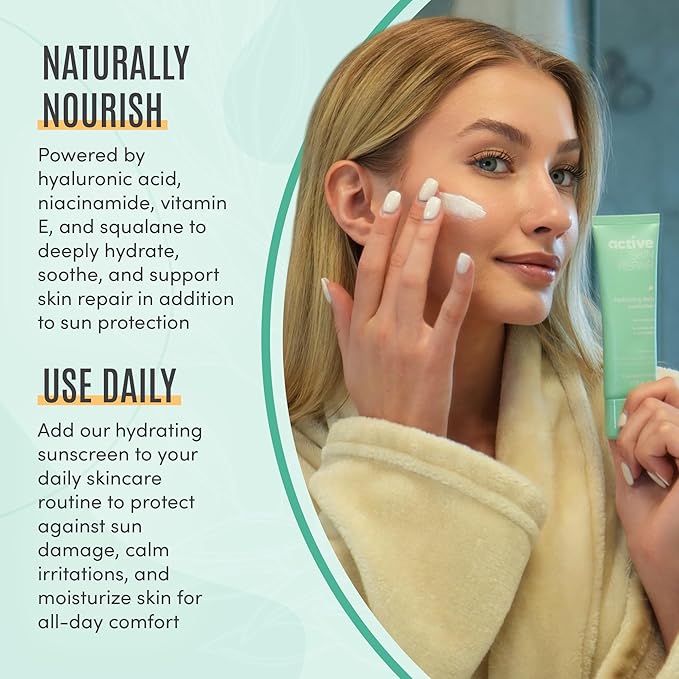 Active Skin Repair SPF 50 EWG-Certified Hydrating Daily Sunscreen and Face Moisturizer Non-Nano Zinc Non-Toxic Broad Spectrum Protection Hydrating Mineral Facial Sunscreen 1.7 fl. oz.