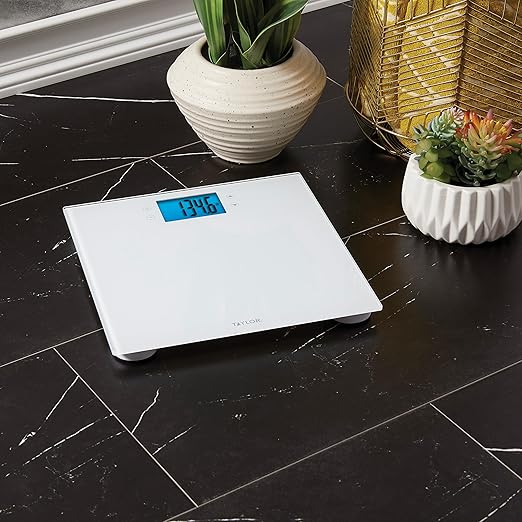 Taylor Digital Body Composition Scale w/Cal-Max Bathroom Scale for Body Weight Measures Body Fat Body Water &amp Muscle Mass Percentages 4 User Recognition FSA HSA Eligible 400 lb Capacity Wh