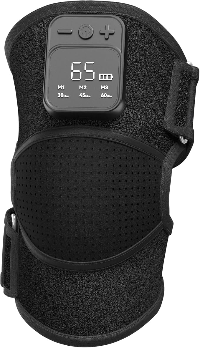 Knee Massager with Heat for Pain Relief V5.0[2026 Upgraded] - Electric Cordless Heated Knee Brace with 6 Heat Levels and 3 Vibration Massage Mode Gifts for Men Women (Black 1-Pack)