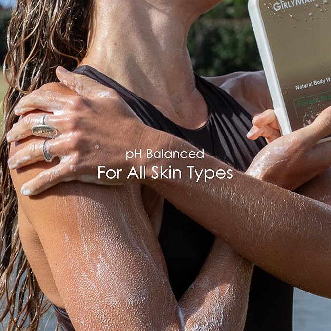 GirlyMan Natural Body Wash - Made with Olive Oil &amp Aloe Extract No Artificial Fragrance PH Balanced Gentle Formula Nourishing Ingredients Family Owned (Sandalwood)