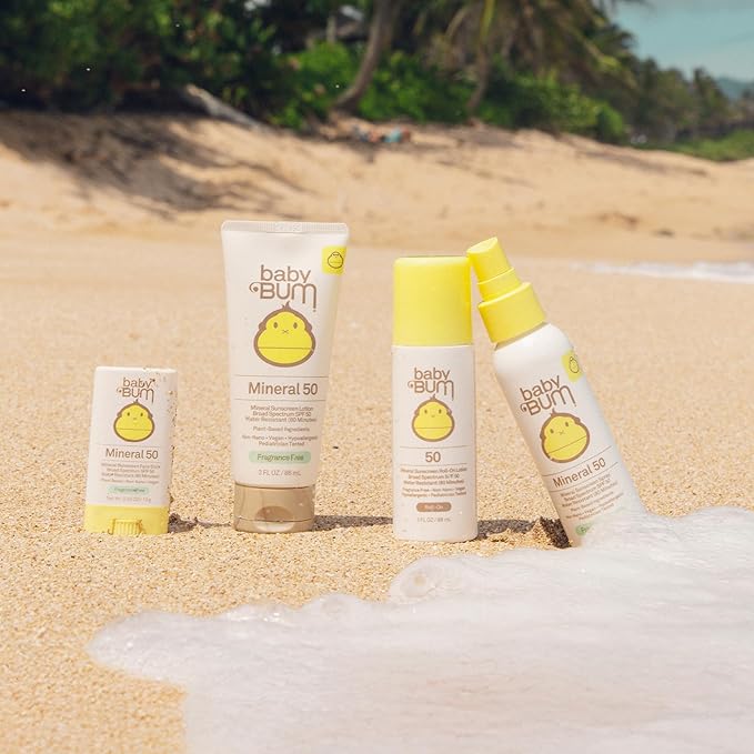 Sun Bum Baby Bum Spf 50 Sunscreen Face Stick and Lotion Mineral Uva/uvb Face and Body Protection for Sensitive Skin Fragrance Free Travel Size