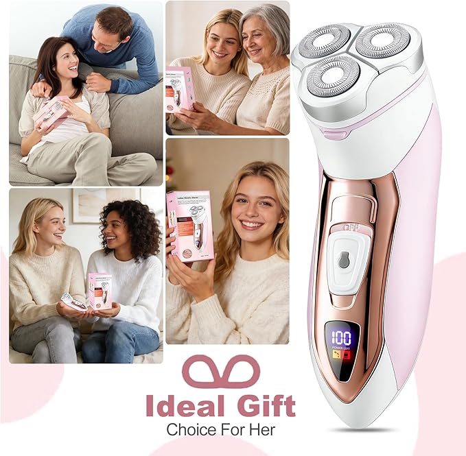 Electric Razors for WomenRechargeable Shaver for WomenLED Display Wet &amp Dry Waterproof Electric Razors for Body Face Legs Underarms and Bikini AreaPop-Up Trimmer Portable Travel Razor Pink