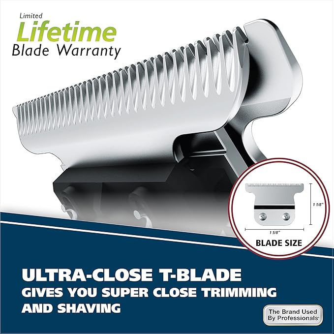 Wahl Aqua Blade® Rechargeable Wet/Dry Lithium-Ion Deluxe Beard Trimmer for Men - Interchangeable Heads for Detailing Hair Mustache and Body Grooming - Model 9899-100
