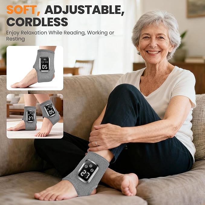 YAZHI Foot Massager 2-in-1 Warming Wrap – Relax &amp Renew Foot &amp Ankle Massager with 3 Modes &amp 4 Heat Levels Portable for Home or Travel 2pack