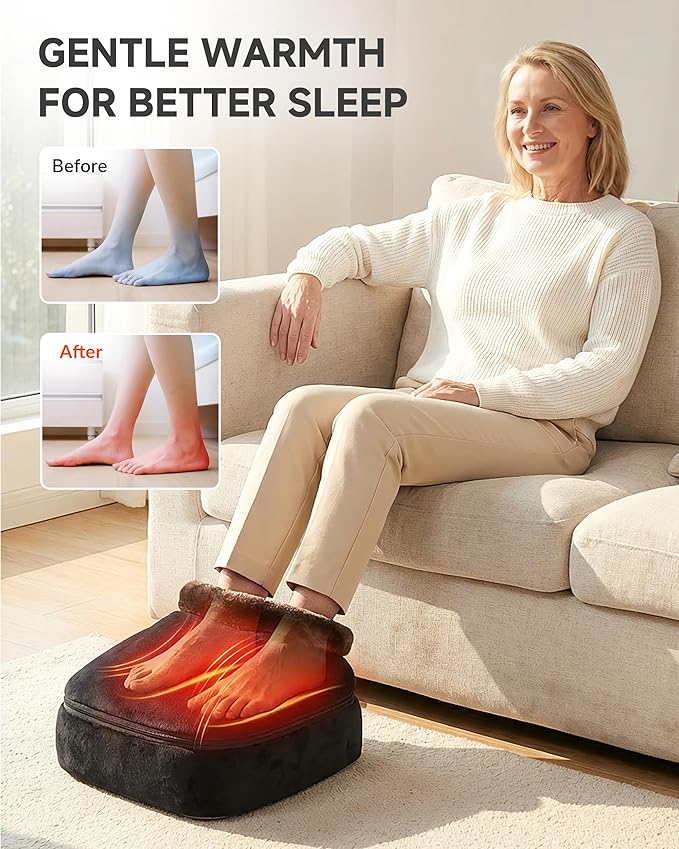 Snailax 2-in-1 Shiatsu Foot and Back Massager with Heat - Kneading Foot Warmer Electric Feet Massage Massagers for BackLegGifts for WomenMen