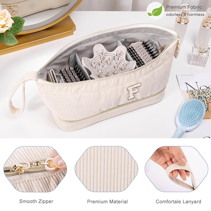 Initial Personalized Hair Dryer CaseDouble-Layer Hair Tools Travel Carrying Case for Shark FlexStyle/SmoothStyle with Hair Dryer Bag - Hair Air Wrap Dryer Case Flat Curling Iron Travel Organizer