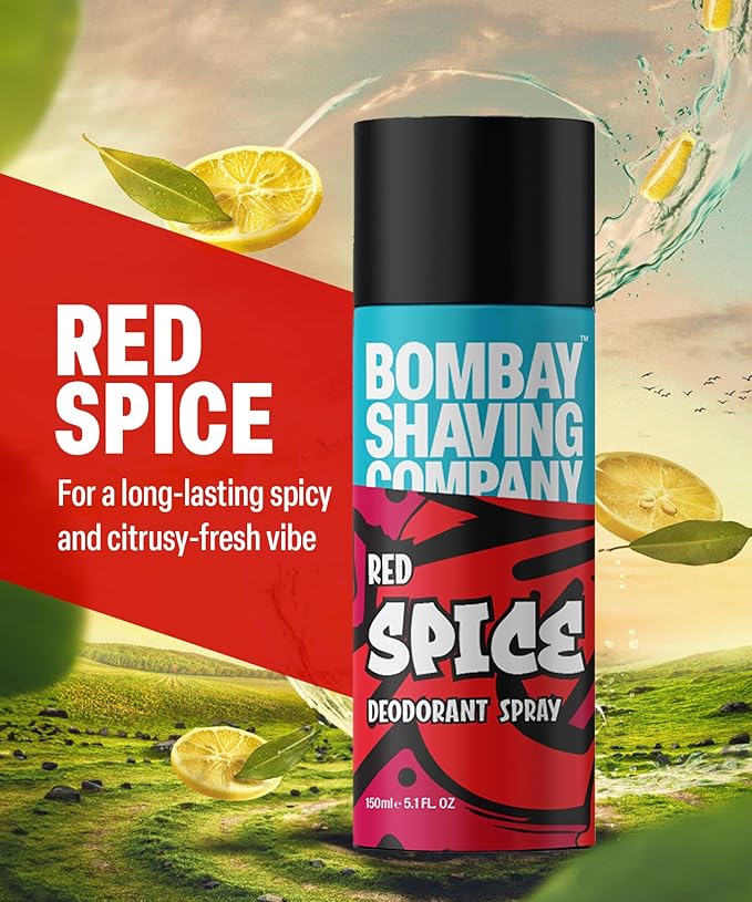 Bombay Shaving Company Body Spray for Men 150ml each (Pack of 2) - Red Spice and Black Vibe (Packaging may vary) 150 ml (Pack of 2)