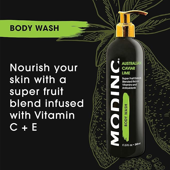 Modinc Luxury Body Wash Australian Caviar Lime Formula Super Fruit Extracts Blended Rich in Vitamins and Antioxidants Vegan Cruelty Free Pump 11.5 Ounces