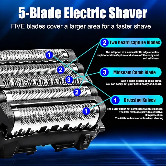 Shaver Replacement Blades and Foil Compatible with Panasonic ARC5 5-Blade WES9032P ES9032 ES9034 ES9036 ES9038 Fits Models ES-LV61 ES-LV65 ES-LV67 ES-LV95 ES-LV97(2 pcs)