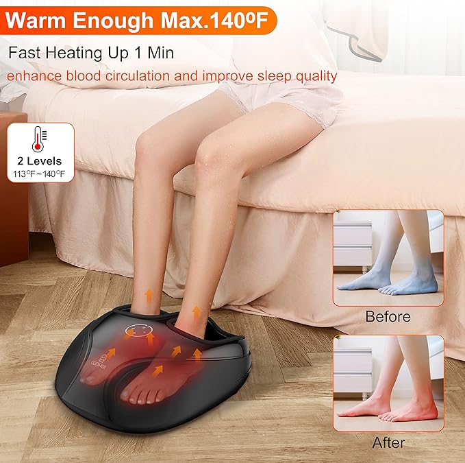 COMFIER Shiatsu Foot Massager with HeatFeet Massager for NeuropathyPlantar Fasciitis Kneading Rolling CompressionFits up to Men Size 12Home Office UseGifts for WomenMen