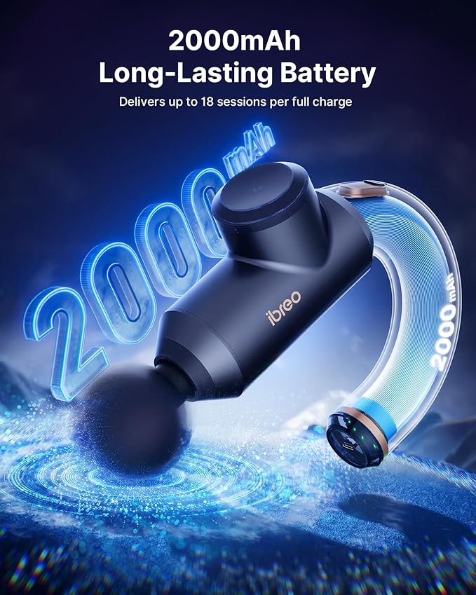 Surge Pro Deep Tissue Massage Gun with Heat Percussion Muscle Massager for Pain Relief with 12mm Amplitude 4 Speeds and 6 Massage Heads Handheld Back and Neck Massager for Athletes Men Women