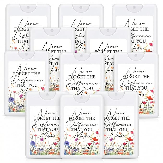 24 Pack Travel Size Hand Sanitizer Spray Bulk Employee Appreciation Week Gift Mini Motivational Thank You Gift Hydrating Pocket Sprays Gifts for International Women Day Gifts(White ColorThank You)