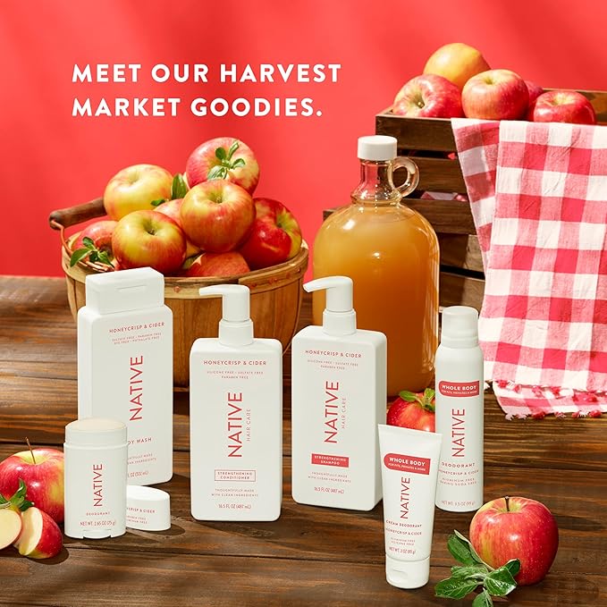 Native Body Wash with Naturally Derived Ingredients - Honey Crisp &amp Cider - For Women &amp Men Sulfate Paraben &amp Dye Free Leaving Skin Soft and Hydrating | Fall Seasonal Scent Bundle 18 o