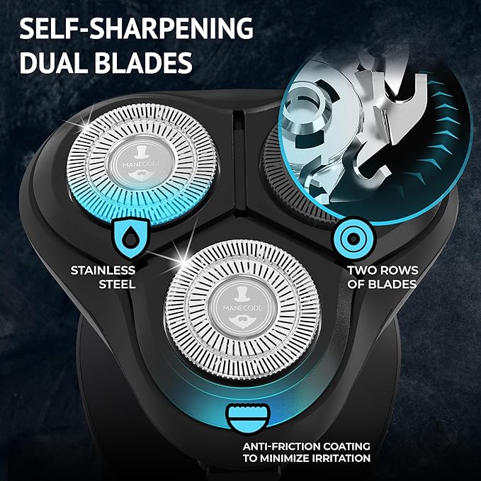 MANECODE® Electric Razor for Men - Shaver with Floating 8 Contouring Technology® and IQ Cleaning Sensor® (Charging Station)