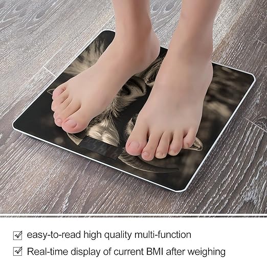 Black and White Goat Scale for Body Weight Highly Accurate Digital Bathroom Scale Sturdy Tempered Glass Weighing Scales with LCD Display Fashion Body Fat Smart Scales 400lb