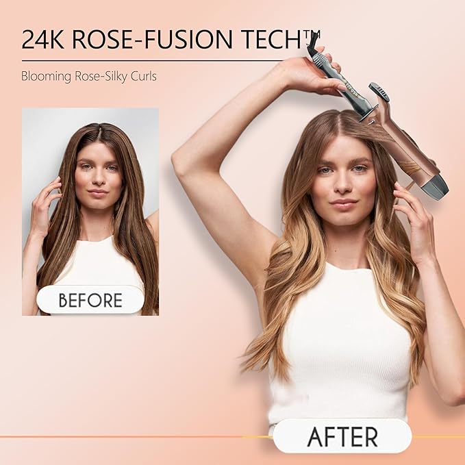 Thirtek 1 1/2 Inch Large Curling Iron with 1.5 Inch Ceramic Tourmaline Barrel 15 Temps (180°F-450°F) for Fast Long-Lasting Smooth Salon Finish 60-min Auto Shut-Off Dual Voltage Hair Curler