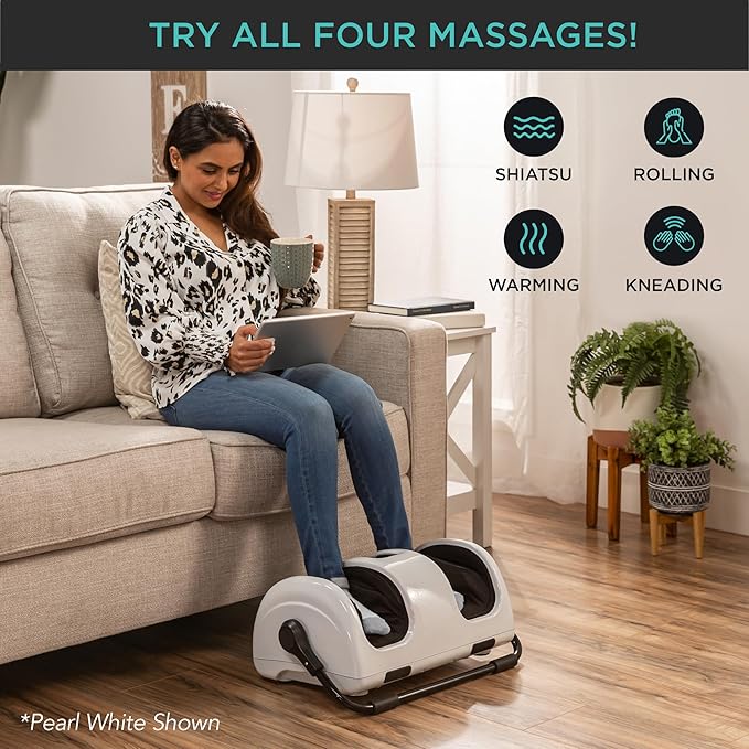 Best Choice Products Heated Shiatsu Foot Massager for Pain Relief Plantar Fasciitis Neuropathy Blood Circulation w/Compact Design - Rose Gold