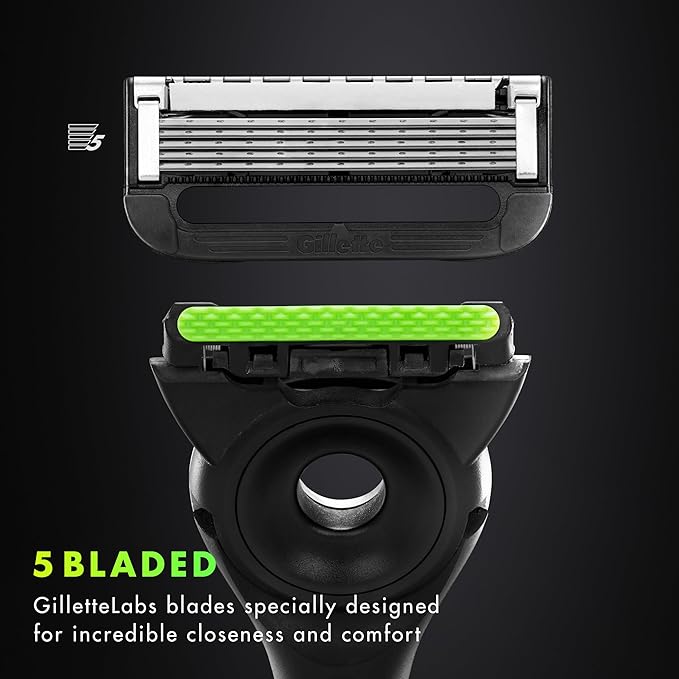 GilletteLabs Razor Blade Refills Ultimate Precision Trimmer 5 Bladed Refills Compatible with Exfoliating Bar and Heated Razors 9 Count