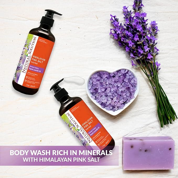 Natural Solution Moisturizing Shower Gel Purifying &amp Nourishing with Organic Lavender Oil for All Skin Types Himalayan Pink Salt Body Wash 500 ml Each Pack of 4