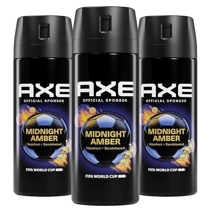 AXE Fine Fragrance Collection Body Spray 3 Count Midnight Amber 72 Hour Freshness Aluminum Free 2.9 oz