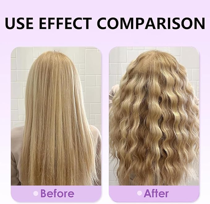Waver Curling Iron Hair Crimper - 1.4 Inch Deep Waver Hair Curler Tool 3 Barrel Ionic Waves Curling Iron for Women Wavy Curler Styling Tool Anti-Scald Fast Heating Dual Voltage