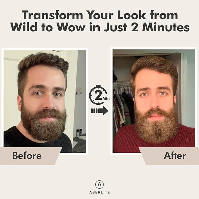 Aberlite Go 2 - Cordless Beard &amp Hair Straightener - Pain-Free Anti-Scald Comb Tooth - Advanced Ionic Conditioning - Wireless Straightener Heated Brush Comb- for All Beard Types