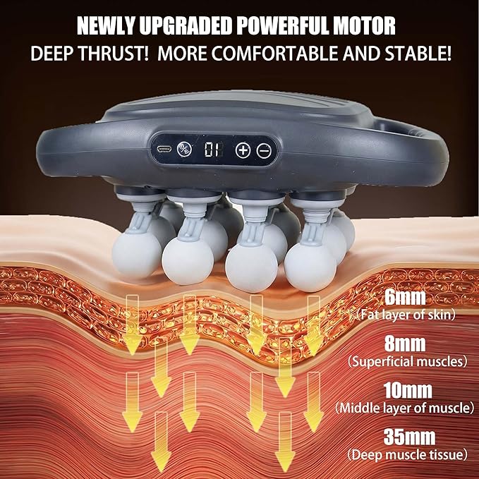 16 Head Massage Gun Deep Tissue High Power Percussion Massager with 9 Styles &amp Levels Uiet Muscle Massage Gun for Back Shoulders Legs Foot Body Muscle Pain Relief