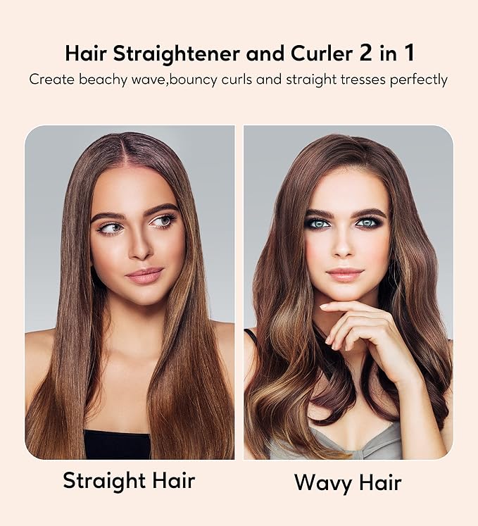 Flat Iron Hair Straightener by Terviiix - Ceramic &amp Tourmaline for Smooth One-Swipe Results Salon-Grade Wide 1-3/4 Inch Straightening Iron Gently Straightens Thick Curly Black &amp Natural Ha