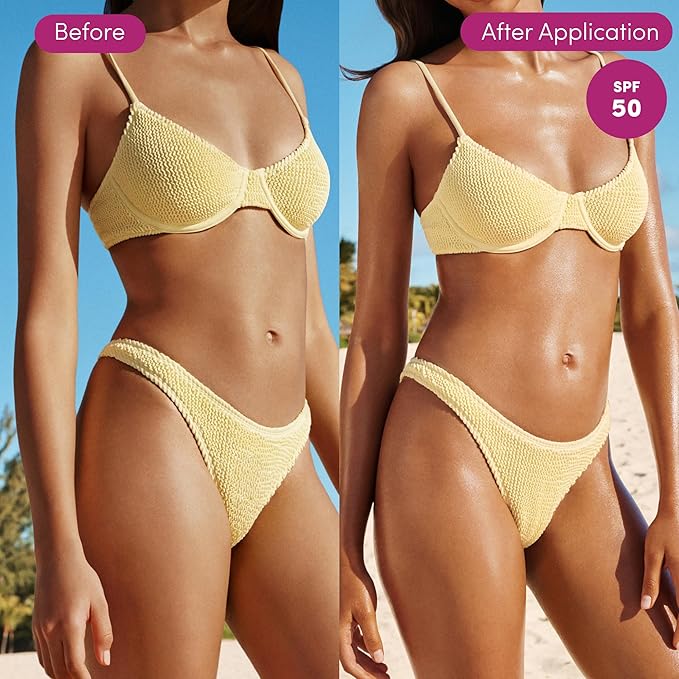 Coco &amp Eve Body Highlighter SPF 50 – Shimmer Sunscreen Broad Spectrum Sun Protection Lightweight Serum-Like Lotion with Pearlescent Minerals &amp Vitamin E for Hydrated &amp Glowing Skin 5.07