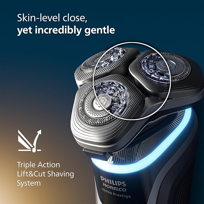 Philips Norelco Shaver i9000 Prestige Wet &amp Dry Electric Shaver Mystic Aqua SenseIQ Technology Triple Lift &amp Cut System 360 Rotating Dual SteelPrecision Blades Nose Trimmer XP9201/88