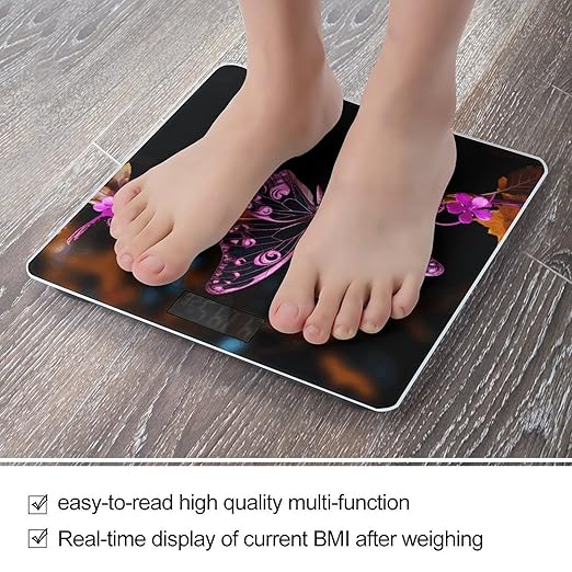 Nice Butterfly Bathroom Scale Large LCD Backlight Display Digital Scale Rounded Corners Body Scales Automatic Power On/Off Bathroom Scales for Home Bedrooms