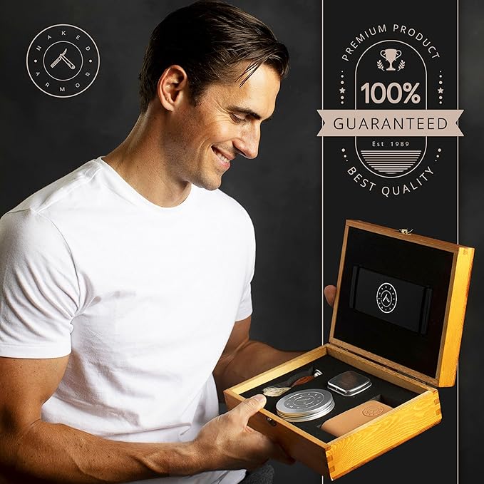 Complete Straight Razor Kit - Straight Razor Shaving Kit for Men with Gold Japanese Stainless Steel Blade Leather Strop Shave Soap Shaving Brush Strop Paste Leather Case Gift Box