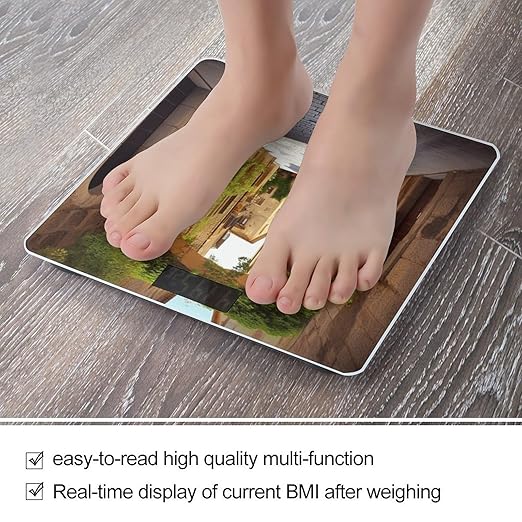 Italian Street Bathroom Scale Large LCD Backlight Display Digital Scale Rounded Corners Body Scales Automatic Power On/Off Bathroom Scales for Home Bedrooms