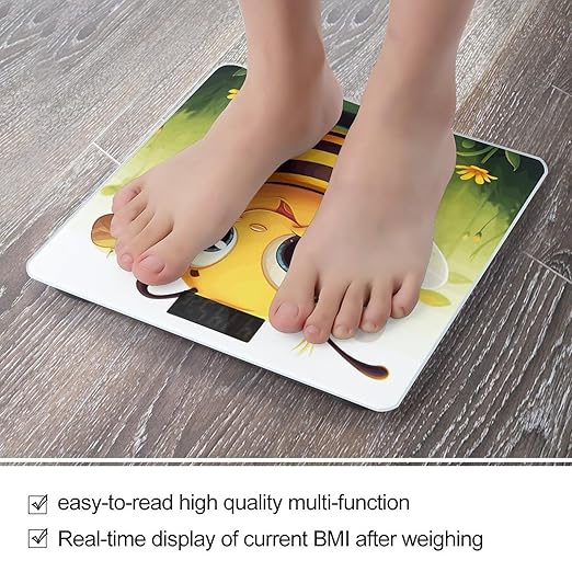 Honey Beem Scale for Body Weight High Precision Digital Weight Scales with LCD Display Anti-Slip Sturdy Slim Tempered Glass Bathroom Scale for Home Use