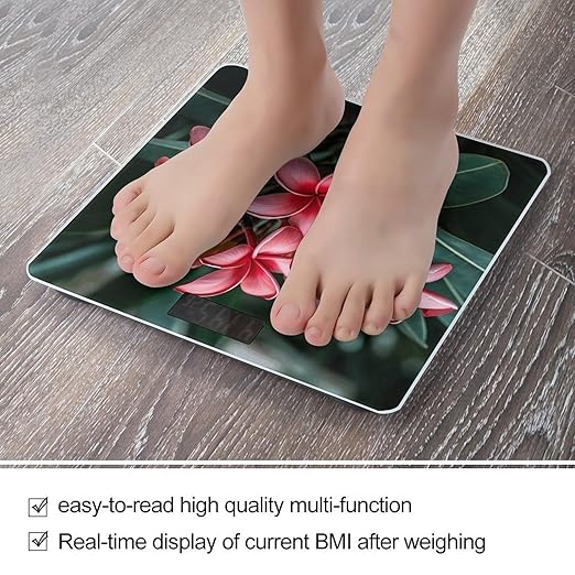 Plumeria Bathroom Scale Large LCD Backlight Display Digital Scale Rounded Corners Body Scales Automatic Power On/Off Bathroom Scales for Home Bedrooms