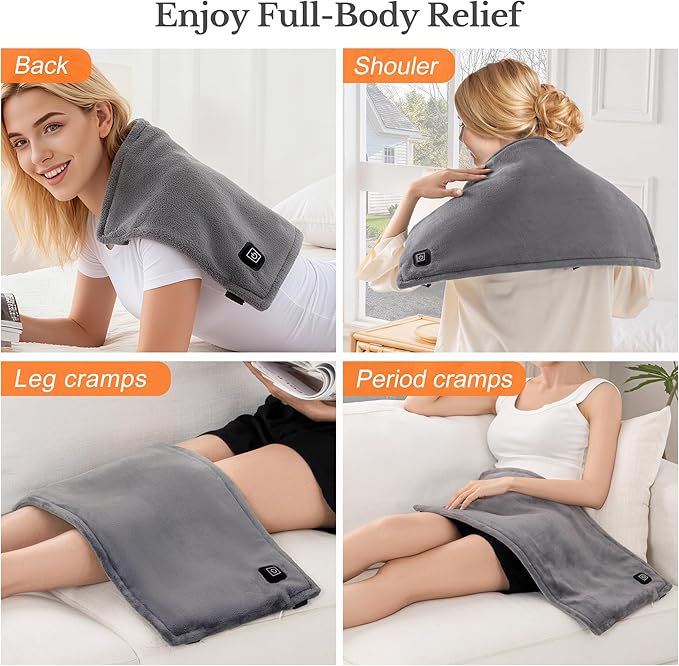 Cordless Heating Pad for Back Pain Relief &amp Cramps 12x24 Portable Heating Pad with Adjustable Straps Battery Operated Heated Pad Gifts 3 Heat Levels Pain Relief for Back Shoulder &amp Legs