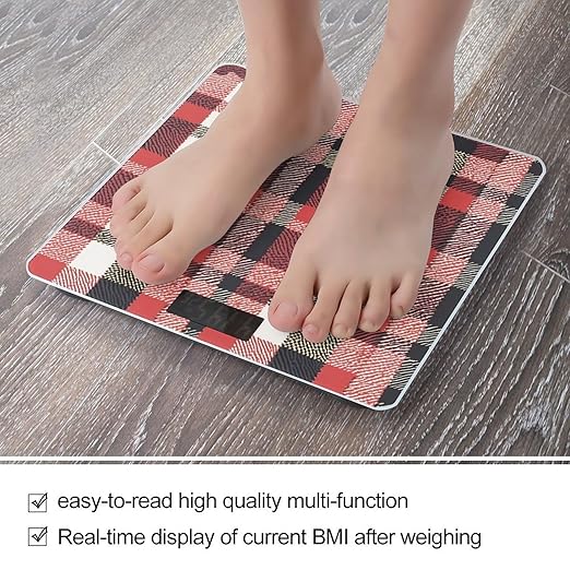 Plaid Red and Black Scale for Body Weight Smart Scales Digital Bathroom Scale High Precision Weighing Scales with Large Display Weighing Machine for People