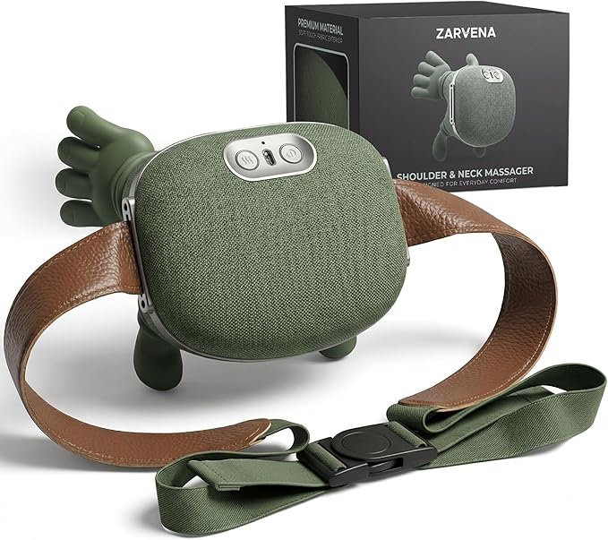 Neck Massager with Heat for Pain Relief – Shoulder &amp Neck Massager with Hands Simulated Human Hand Massager Deep Tissue Shiatsu Cordless Portable Neck Massager with Adjustable Strap