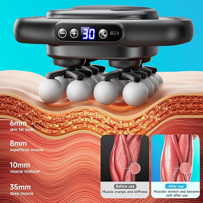 Upgraded Mini 16-Head Massage Gun Electric Deep Tissue Massage 3 Modes 30 Levels Of Speed Used To Relieve Pain In Neck Back And Leg Muscles Lightweight And Portable Suitable For Small Figures