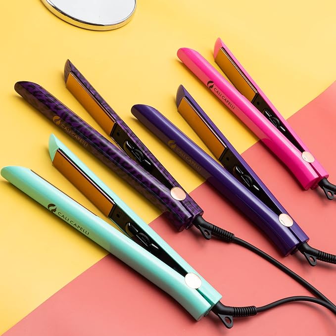 Flat Iron for Hair Styling – 1 Inch Infrared Hair Straightener with Rose Gold Titanium Floating Plates – Ionic Technology Smooths and Straightens Hair Without Pulling Heat Damage or Frizz (Purple)